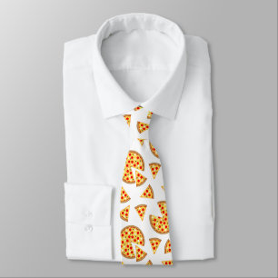 Cravate Pizza et tranches de cool motif sur blanc