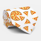 Cravate Pizza et tranches de cool motif sur blanc (Roulé)