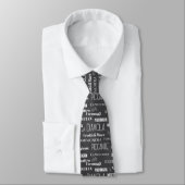 Cravate Pizza Lover Typographie Italien Chef Noir (Attaché)