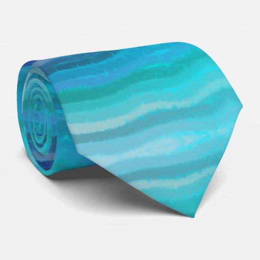 Cravate Plage Côtière Vagues Salées Sur Turquoise (Roulé)