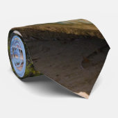 Cravate Plage tropicale Abstraite avec bateau à aubes (Roulé)