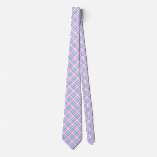 Cravate Plaid bleu-clair, rose et blanc (Devant)