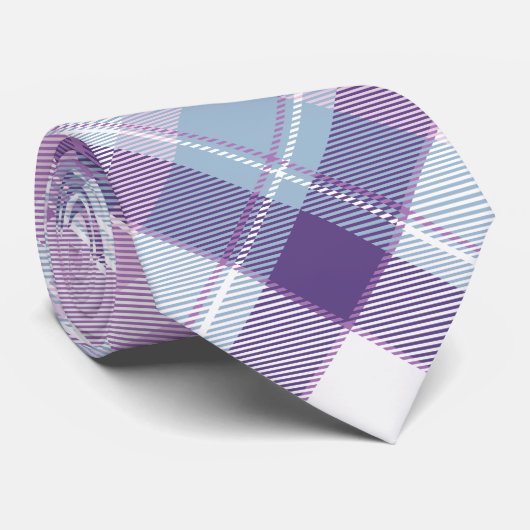 Cravate Plaid bleu et violet (Roulé)