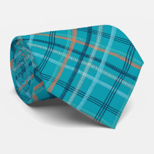 Cravate Plaid bleu turquoise unique