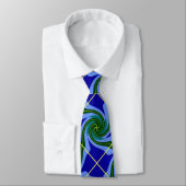 Cravate Plaid bleu vert jaune spirale (Attaché)