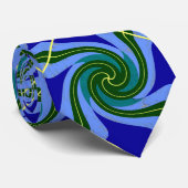 Cravate Plaid bleu vert jaune spirale (Roulé)