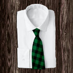 Cravate Plaid Buffalo vert et noir, rustique<br><div class="desc">Cravate : cravate de mode rustique avec motif de buffle vert et noir</div>
