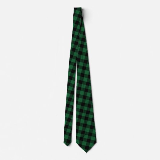Cravate Plaid Buffalo vert et noir, rustique (Dos)