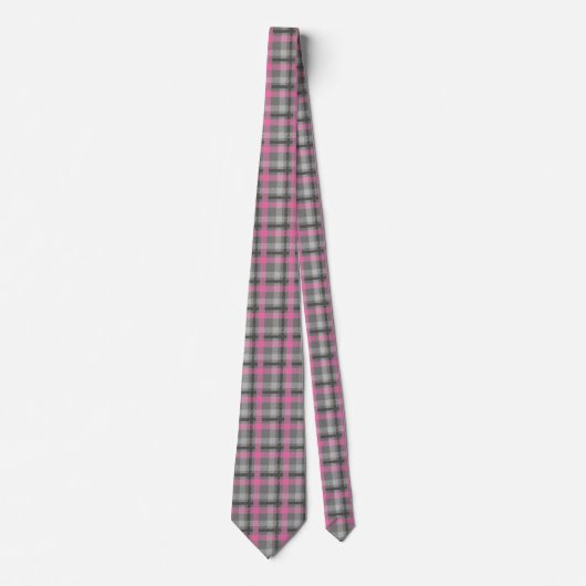Cravate Plaid Cravate-rose et gris pour hommes (Devant)
