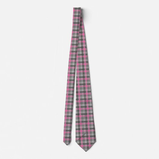 Cravate Plaid Cravate-rose et gris pour hommes (Dos)