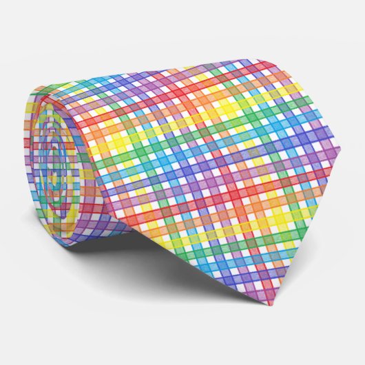 Cravate Plaid d'arc-en-ciel (Roulé)