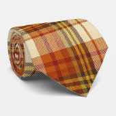 Cravate Plaid d'Automne Orange Chaud & Rouille (Roulé)