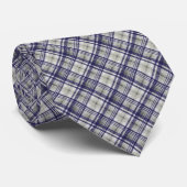 Cravate Plaid de contrôle gris bleu (Roulé)