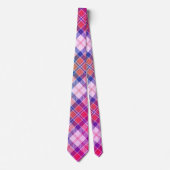Cravate Plaid Diagonal Moderne Et Amusant - Rose Peach Blu (Devant)