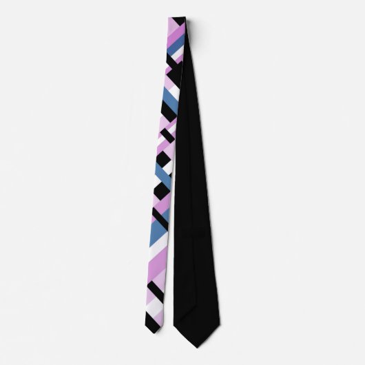 Cravate Plaid en bleu ardoise, orchidée, noir & blanc (Dos)