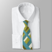 Cravate Plaid en bleu vert, olive et Motif moderne Khaki (Attaché)