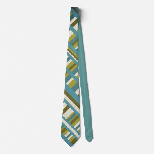Cravate Plaid en bleu vert, olive et Motif moderne Khaki (Devant)