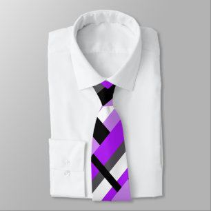Cravate Plaid en noir, blanc, gris et violet moderne