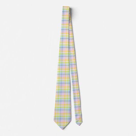 Cravate Plaid en pastel d'arc-en-ciel (Devant)