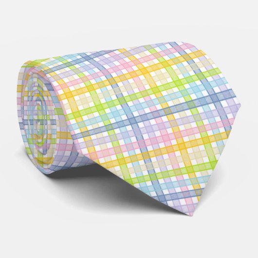 Cravate Plaid en pastel d'arc-en-ciel (Roulé)