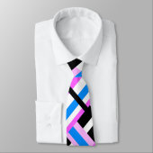 Cravate Plaid en rose et bleu Motif moderne (Attaché)