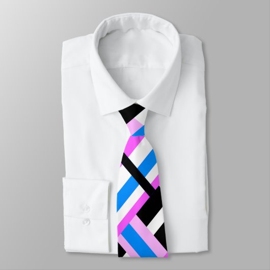 Cravate Plaid en rose et bleu Motif moderne (Attaché)