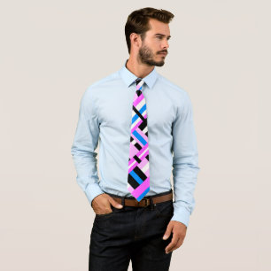 Cravate Plaid en rose et bleu Motif moderne
