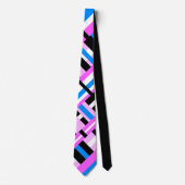 Cravate Plaid en rose et bleu Motif moderne (Devant)
