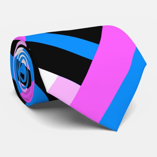 Cravate Plaid en rose et bleu Motif moderne (Roulé)