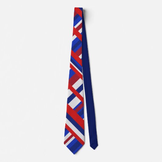 Cravate Plaid en rouge, blanc, bleu Motif moderne (Devant)