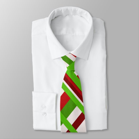 Cravate Plaid en rouge, blanc, vert Motif moderne (Attaché)