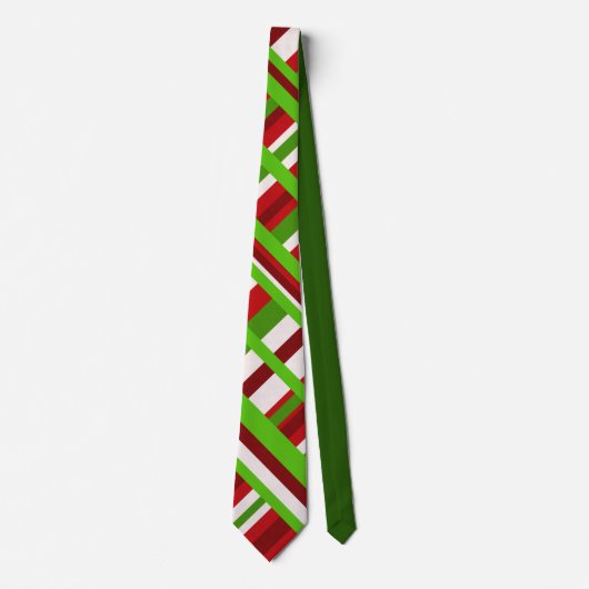 Cravate Plaid en rouge, blanc, vert Motif moderne (Devant)