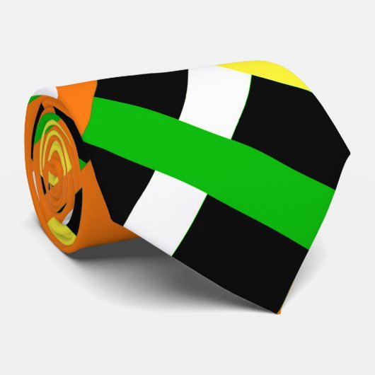 Cravate Plaid en vert, orange et jaune Motif moderne (Roulé)