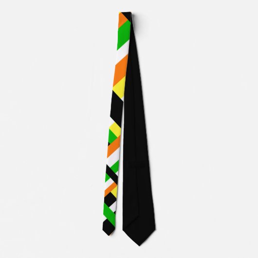 Cravate Plaid en vert, orange et jaune Motif moderne (Dos)