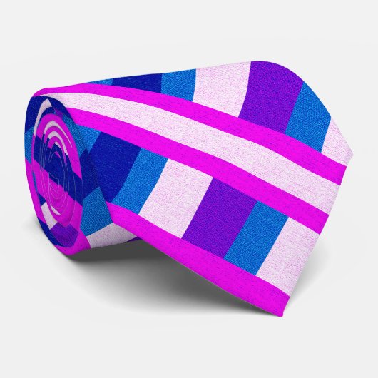 Cravate Plaid en violet, bleu et rose (Roulé)