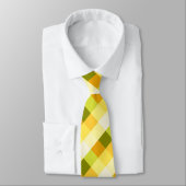 Cravate Plaid et monogramme de bisons jaunes et verts (Attaché)