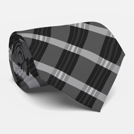 Cravate Plaid gris foncé (Roulé)