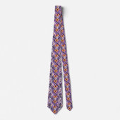 Cravate Plaid Halloween Géométrique - Violet, Orange, Blan (Devant)