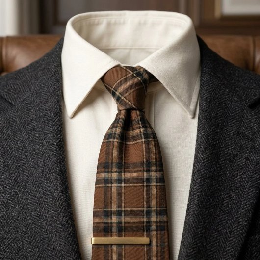 Cravate Plaid Héritage Brun Tabac