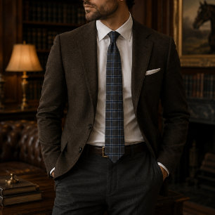 Cravate Plaid Heritage Executive Luxe Charbon et Marine