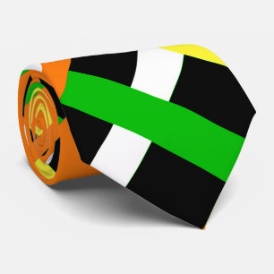 Cravate Plaid in Green, Orange & Yellow Modern Pattern