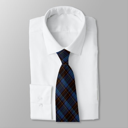 Cravate Plaid Monogramme bleu, violet et or (Attaché)