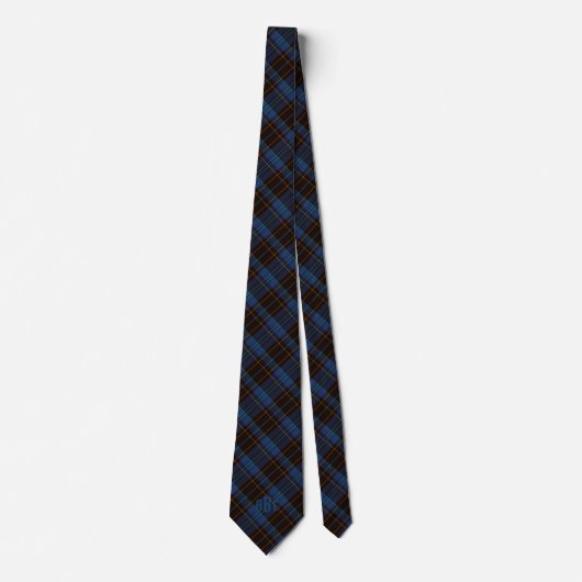 Cravate Plaid Monogramme bleu, violet et or (Devant)