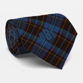 Cravate Plaid Monogramme bleu, violet et or (Roulé)