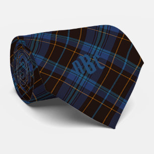 Cravate Plaid Monogramme bleu, violet et or
