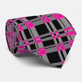Cravate Plaid noir et rose (Roulé)