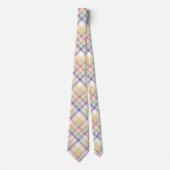 Cravate Plaid or, bleu, pourpre et blanc (Devant)