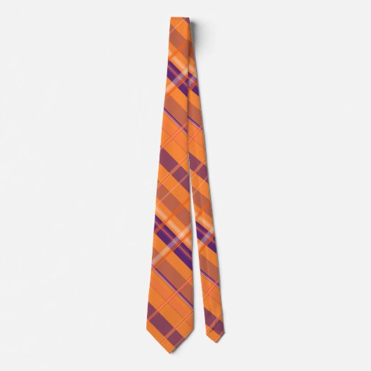 Cravate Plaid orange et bleu (Devant)