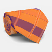 Cravate Plaid orange et bleu (Roulé)