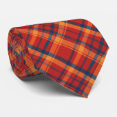 Cravate Plaid orange, rouge et bleu (Roulé)